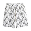 Hand Drawn Chicken Pattern Print Cotton Shorts