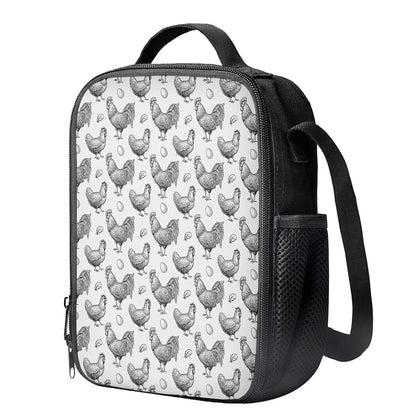 Hand Drawn Chicken Pattern Print Crossbody Lunch Bag
