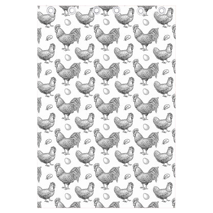 Hand Drawn Chicken Pattern Print Curtain