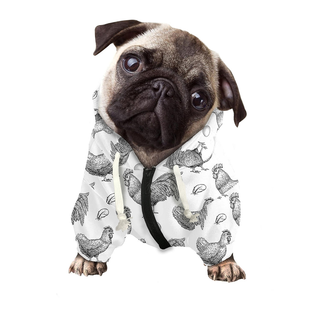 Hand Drawn Chicken Pattern Print Dog Zip Up Hoodie