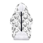 Hand Drawn Chicken Pattern Print Dog Zip Up Hoodie
