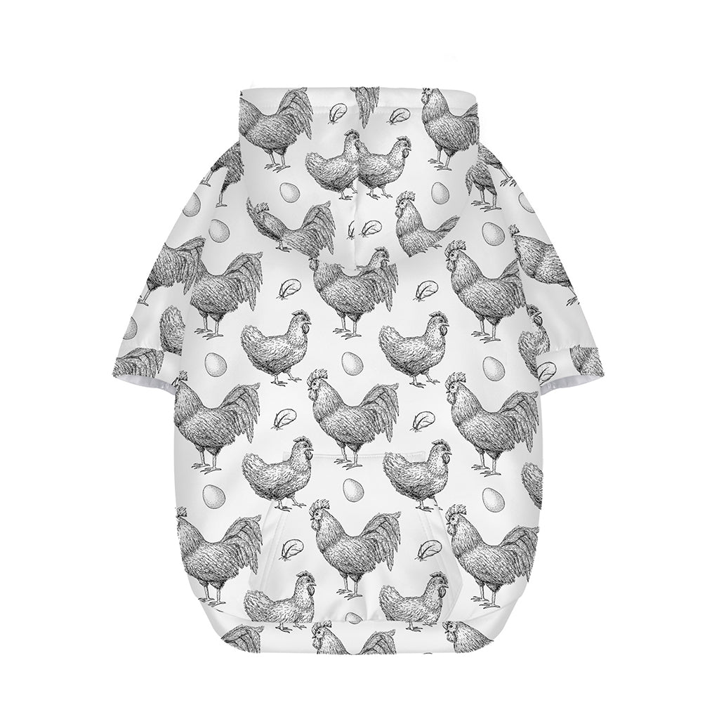 Hand Drawn Chicken Pattern Print Dog Zip Up Hoodie