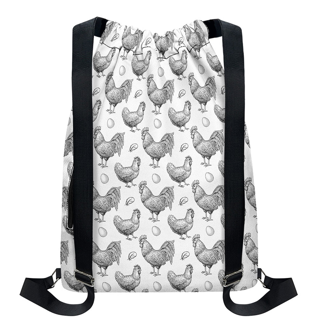 Hand Drawn Chicken Pattern Print Drawstring Backpack