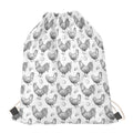 Hand Drawn Chicken Pattern Print Drawstring Bag