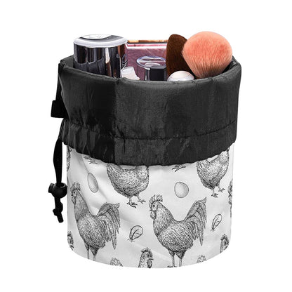 Hand Drawn Chicken Pattern Print Drawstring Makeup Bag