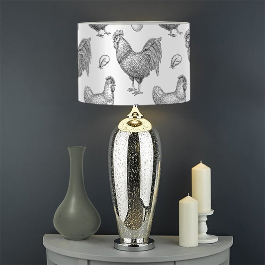 Hand Drawn Chicken Pattern Print Drum Lamp Shade