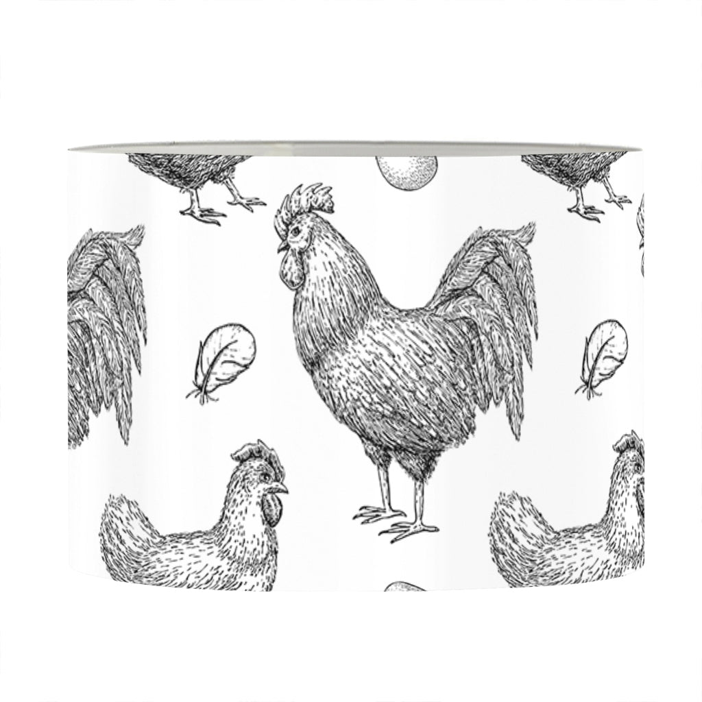 Hand Drawn Chicken Pattern Print Drum Lamp Shade