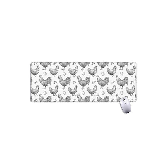 Hand Drawn Chicken Pattern Print Extended Mouse Pad