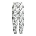 Hand Drawn Chicken Pattern Print Fleece Lined Knit Pants