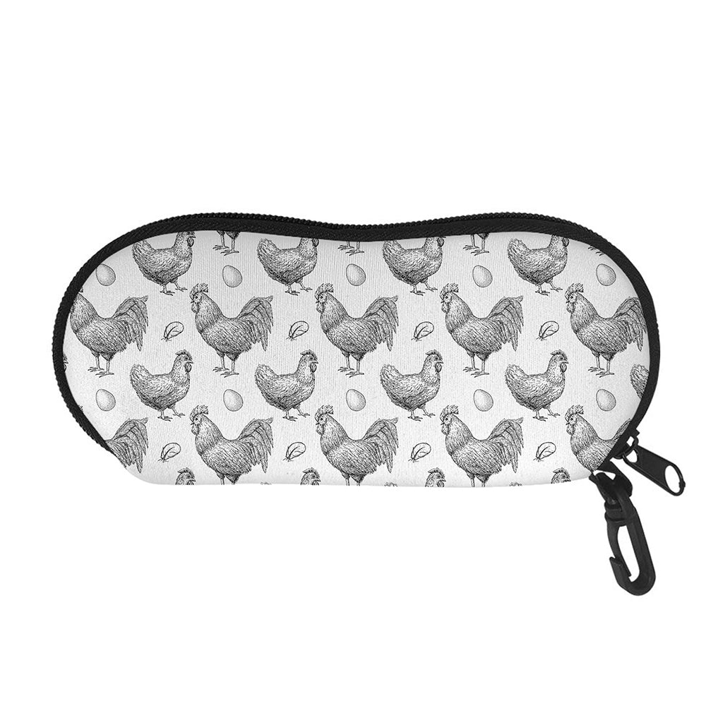 Hand Drawn Chicken Pattern Print Glasses Case