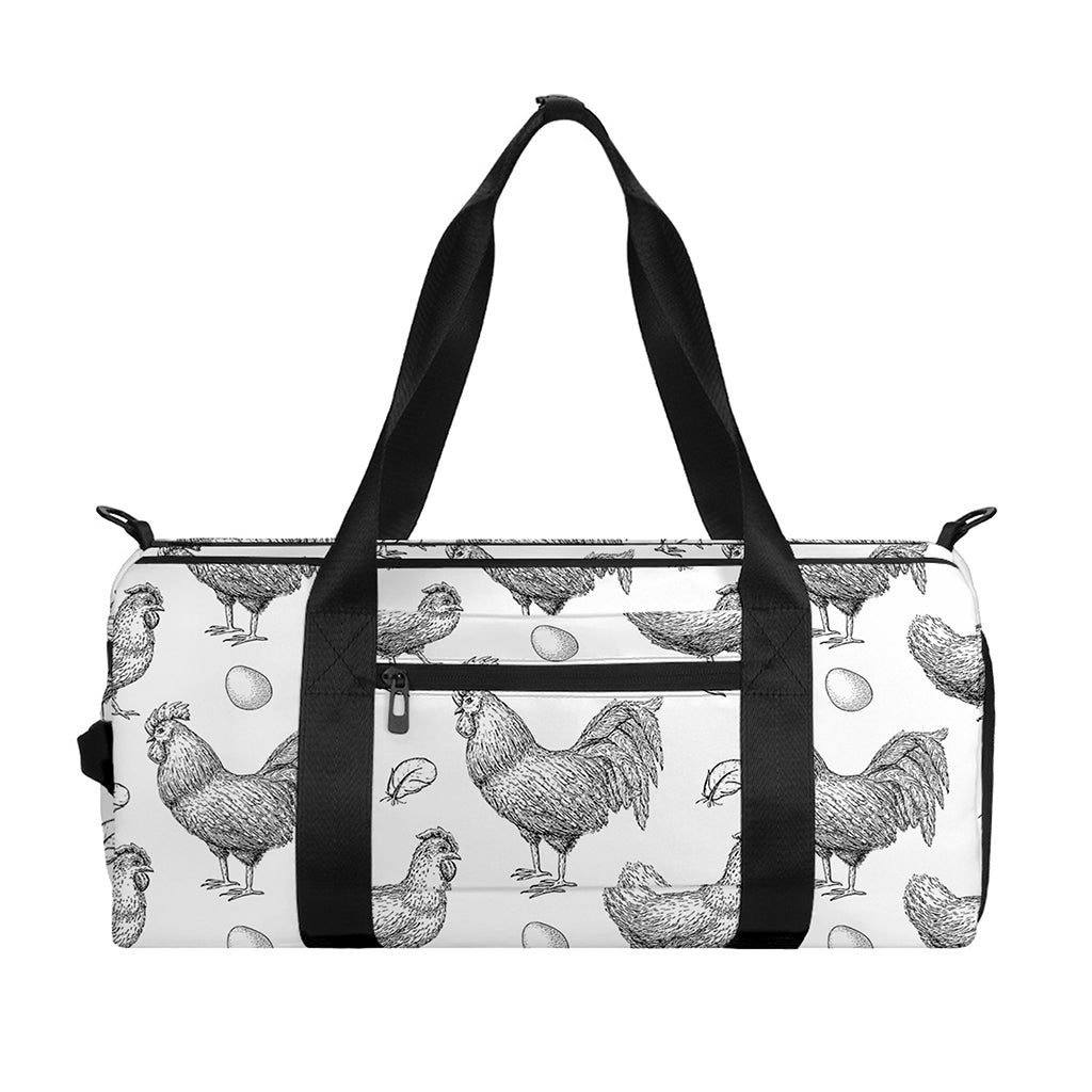 Hand Drawn Chicken Pattern Print Gym Bag