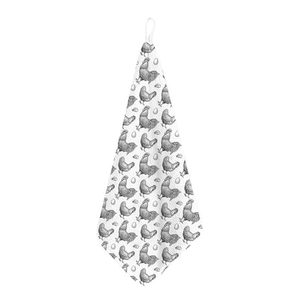 Hand Drawn Chicken Pattern Print Hand Towel