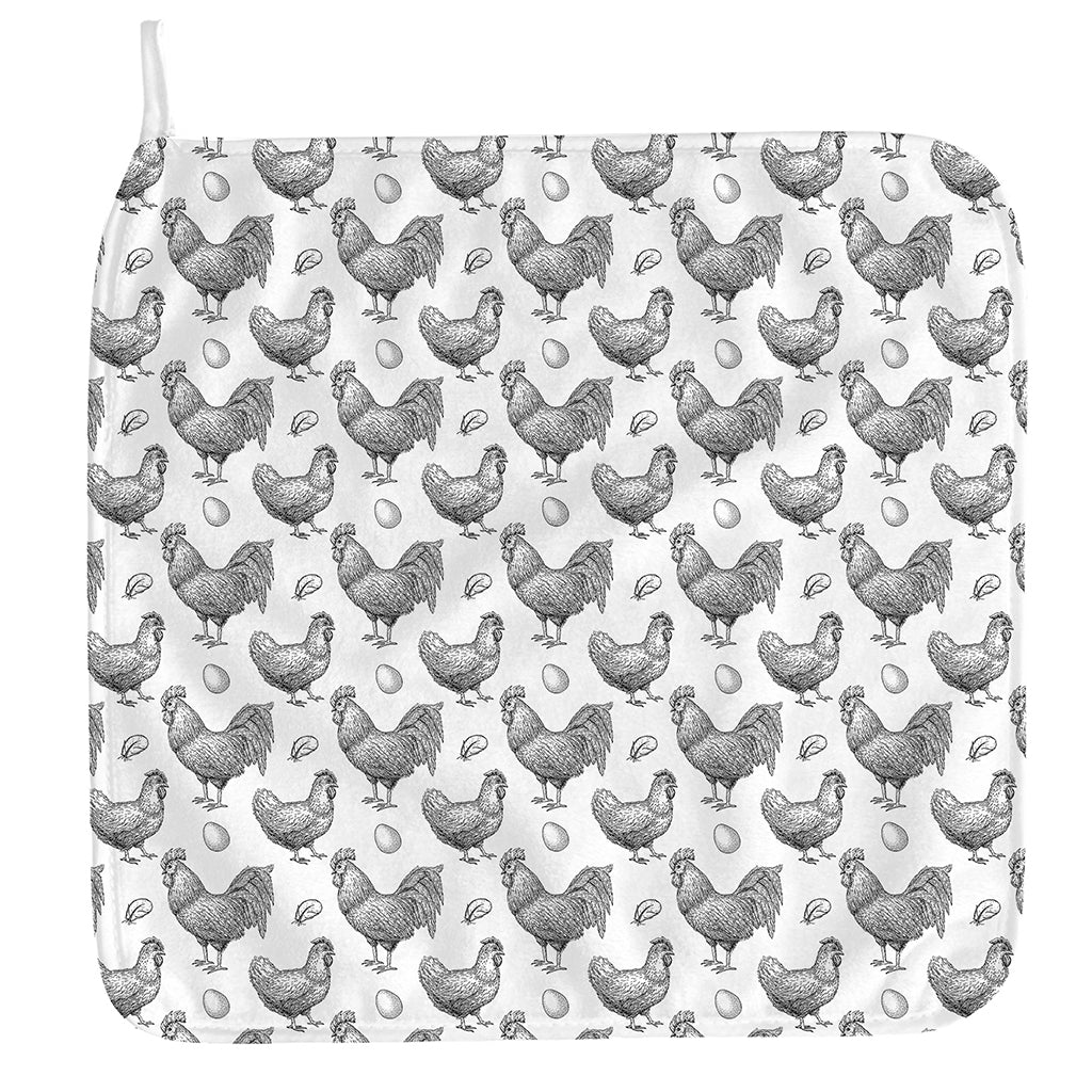 Hand Drawn Chicken Pattern Print Hand Towel