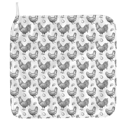 Hand Drawn Chicken Pattern Print Hand Towel