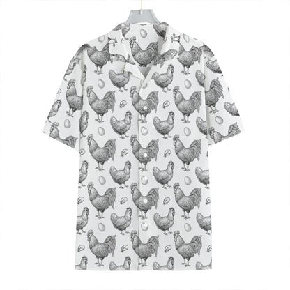 Hand Drawn Chicken Pattern Print Hawaiian Shirt