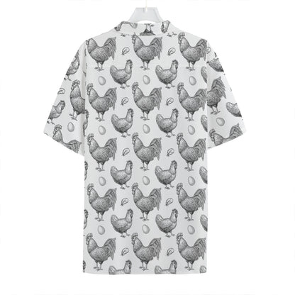Hand Drawn Chicken Pattern Print Hawaiian Shirt
