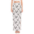 Hand Drawn Chicken Pattern Print High Slit Maxi Skirt