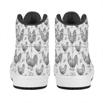 Hand Drawn Chicken Pattern Print High Top Leather Sneakers