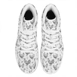 Hand Drawn Chicken Pattern Print High Top Leather Sneakers