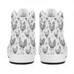 Hand Drawn Chicken Pattern Print High Top Leather Sneakers