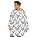 Hand Drawn Chicken Pattern Print Hoodie Blanket