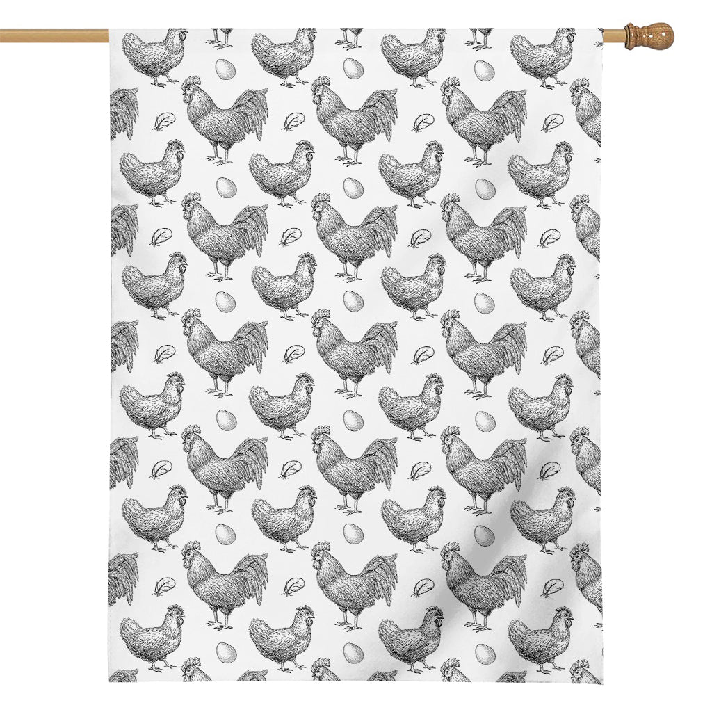 Hand Drawn Chicken Pattern Print House Flag