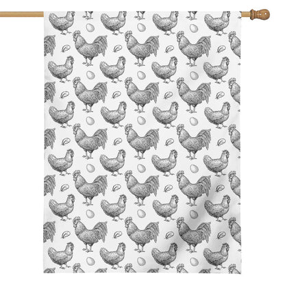 Hand Drawn Chicken Pattern Print House Flag