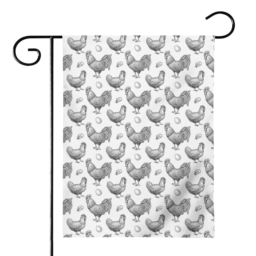 Hand Drawn Chicken Pattern Print House Flag