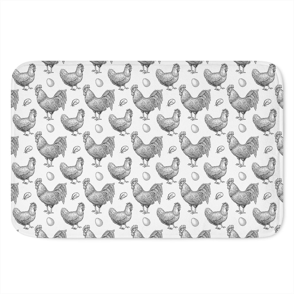 Hand Drawn Chicken Pattern Print Indoor Door Mat