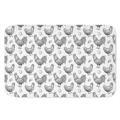 Hand Drawn Chicken Pattern Print Indoor Door Mat