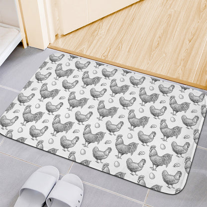 Hand Drawn Chicken Pattern Print Indoor Door Mat