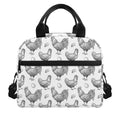 Hand Drawn Chicken Pattern Print Insulated Lunch Bag