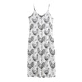 Hand Drawn Chicken Pattern Print Jersey Midi Cami Dress
