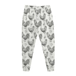 Hand Drawn Chicken Pattern Print Jogger Pants