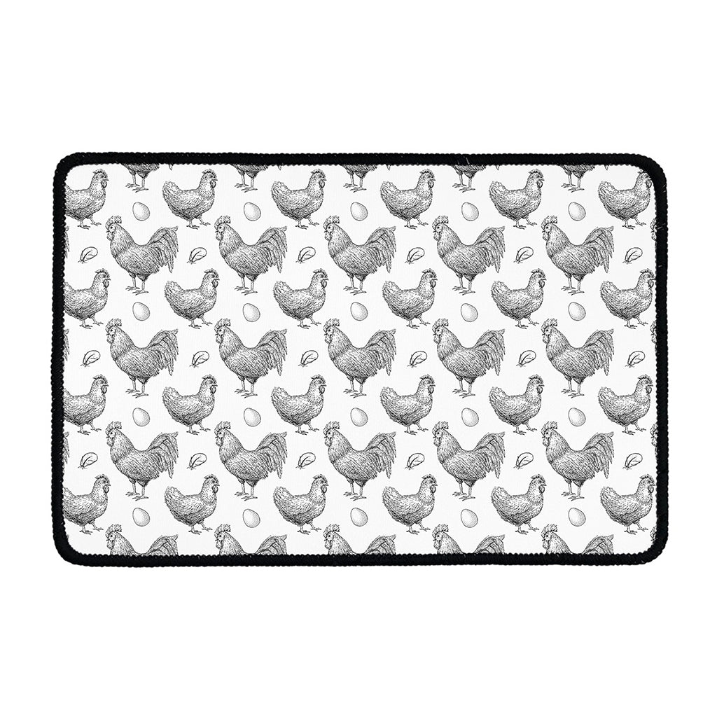 Hand Drawn Chicken Pattern Print Kitchen Mat