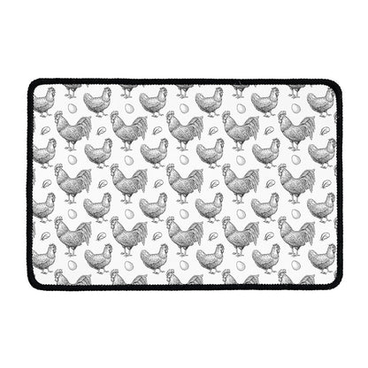 Hand Drawn Chicken Pattern Print Kitchen Mat