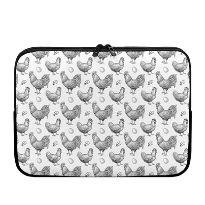 Hand Drawn Chicken Pattern Print Laptop Sleeve