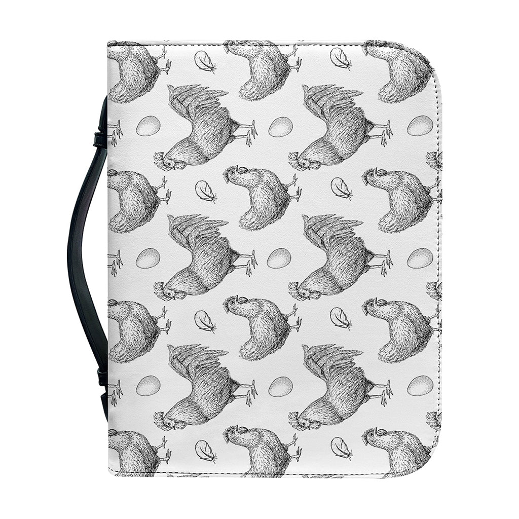 Hand Drawn Chicken Pattern Print Leather Bible Cover