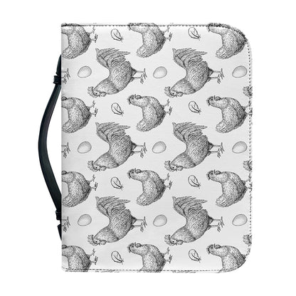 Hand Drawn Chicken Pattern Print Leather Bible Cover