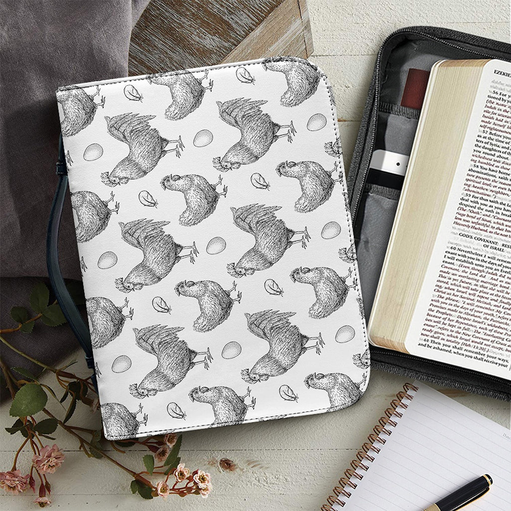 Hand Drawn Chicken Pattern Print Leather Bible Cover