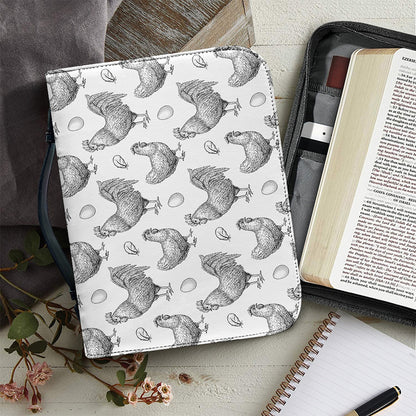 Hand Drawn Chicken Pattern Print Leather Bible Cover