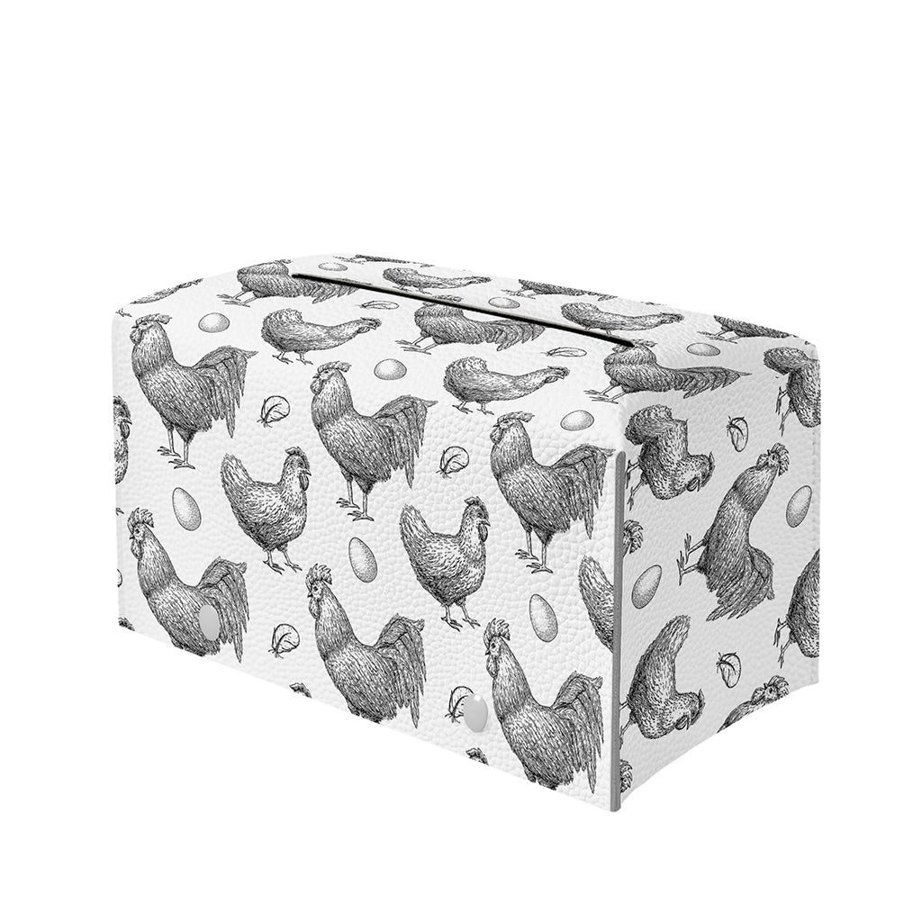 Hand Drawn Chicken Pattern Print Leather Tissue Box Cover