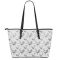 Hand Drawn Chicken Pattern Print Leather Tote Bag With Zipper