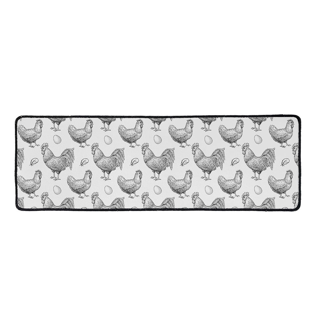 Hand Drawn Chicken Pattern Print Long Kitchen Mat