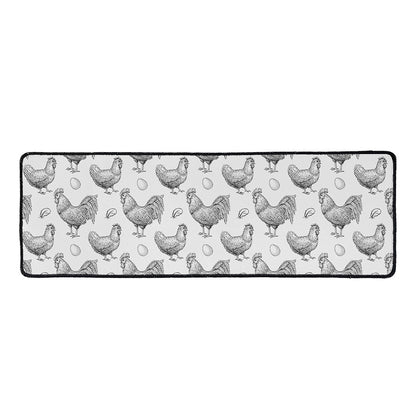 Hand Drawn Chicken Pattern Print Long Kitchen Mat