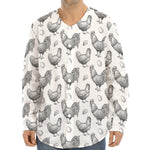 Hand Drawn Chicken Pattern Print Long Sleeve Baseball Jersey