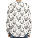 Hand Drawn Chicken Pattern Print Long Sleeve Baseball Jersey