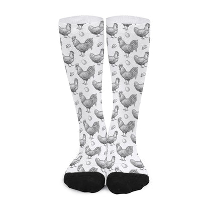 Hand Drawn Chicken Pattern Print Long Socks