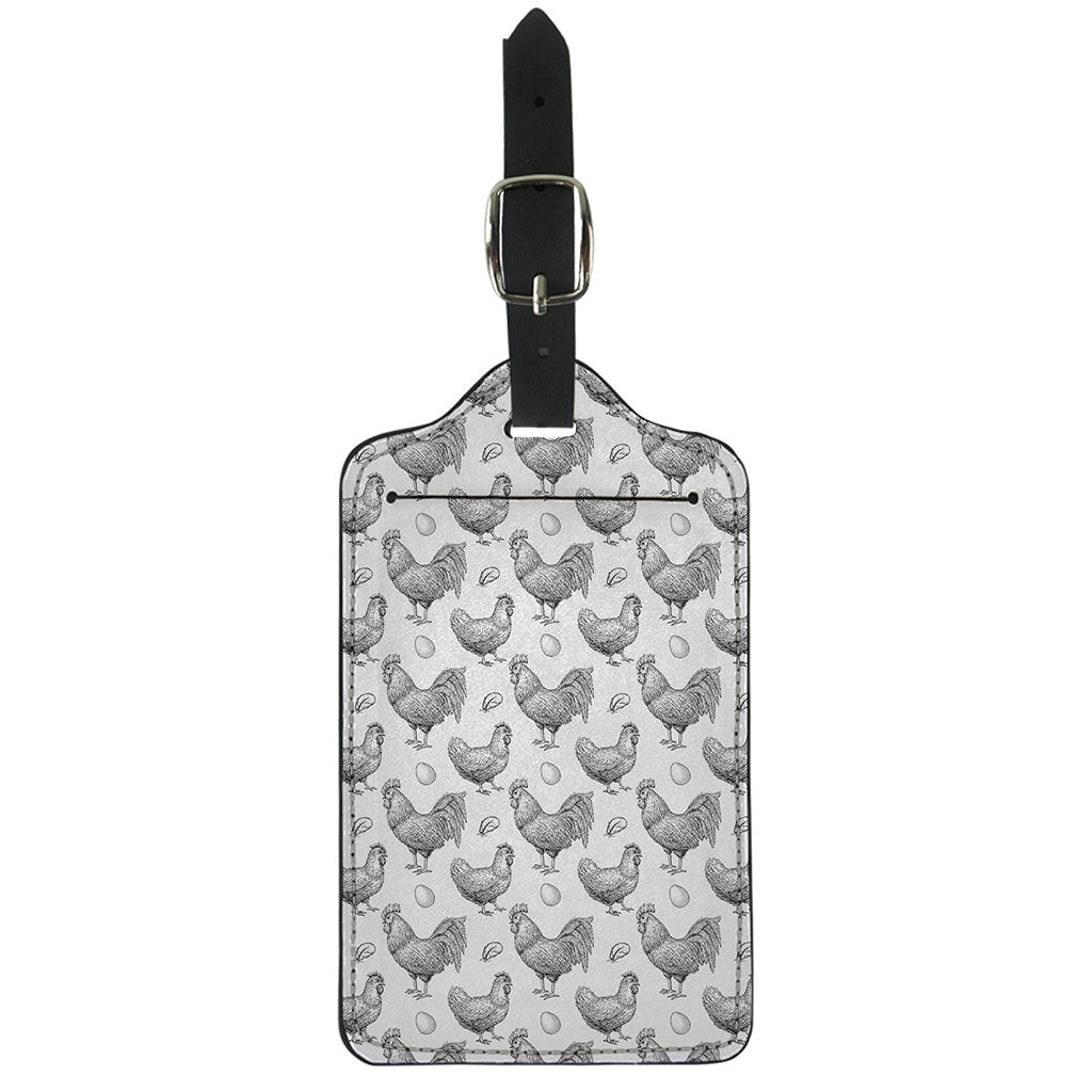 Hand Drawn Chicken Pattern Print Luggage Tag