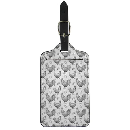 Hand Drawn Chicken Pattern Print Luggage Tag